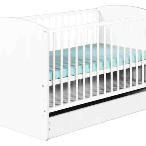 Patut din lemn cu sertar Karolina II Alb