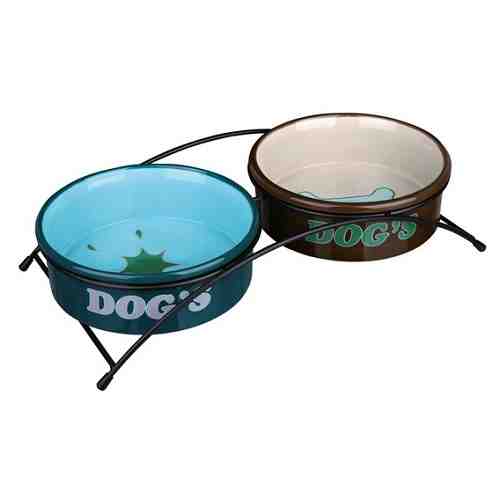 Set 2 castroane ceramice cu suport metalic Trixie 0.5L