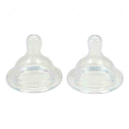Set 2 tetine silicon pentru biberon cu gat larg debit variabil