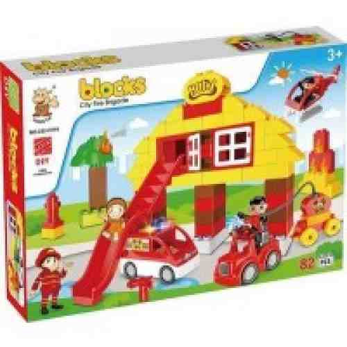 Set blocuri de construit pompieri 82 piese | Diakakis