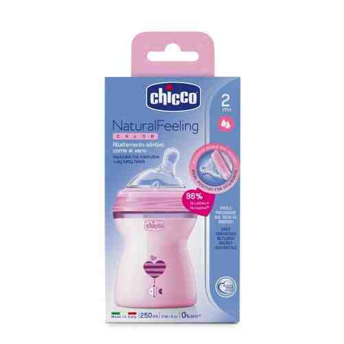 Biberon Chicco Natural Feeling roz 250ml t.s. 2luni+ 0BPA