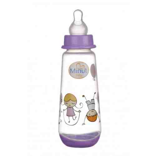Biberon Minut Baby 250ml cu tetina silicon 3+ Mov