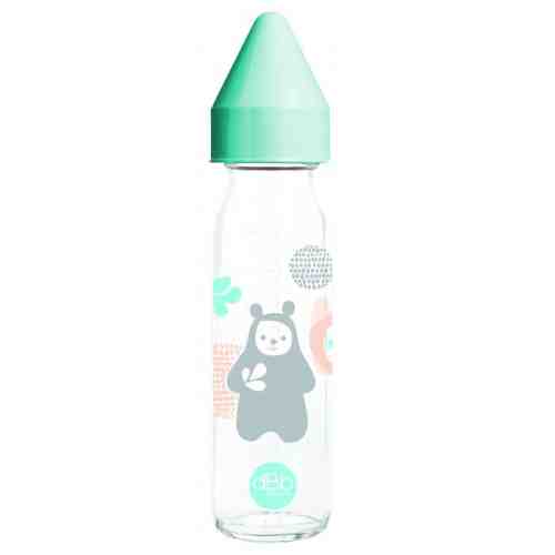 Biberon sticla decorat 240 ml BAO bleu, tetina anticolici din cauciuc NN 0-4 luni