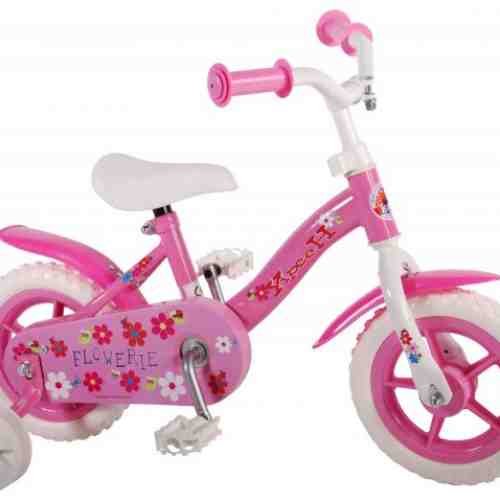 Bicicleta fetite 10 inch Volare Flowerie Roze cu roti ajutatoare