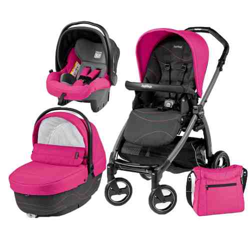 Carucior 3 in 1 Peg Perego Book Plus S Black Sportivo Bloom Bloom Pink