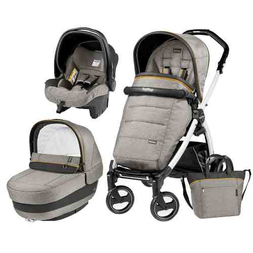 Carucior 3 In 1 Peg Perego Book Plus S BlackWhite Completo Elite Luxe Grey