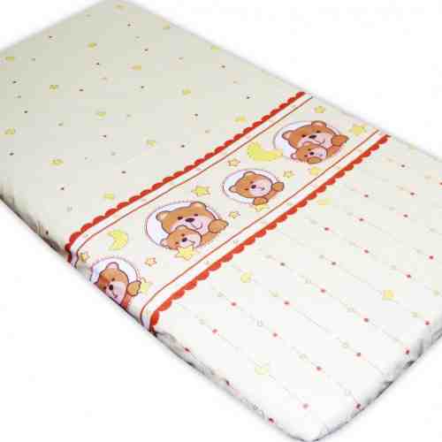 Cearceaf din bumbac cu elastic Bears bej