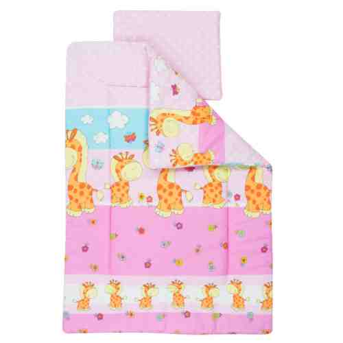 Lenjerie Happy Giraffe roz 4 piese 140x70