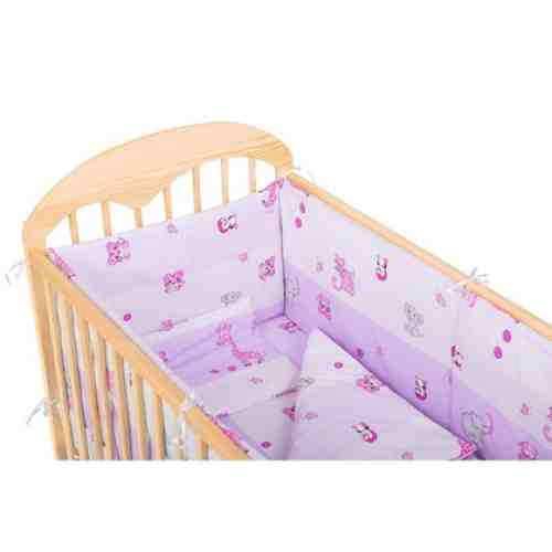 Lenjerie patut 5 piese Roz cu animalute