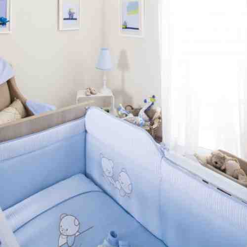 Lenjerie patut bebe 6 piese Teddy Albastru