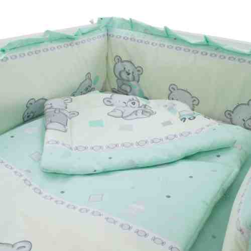 Lenjerie patut cu 4 piese 120x60cm Teddy Toys Turquoise M1