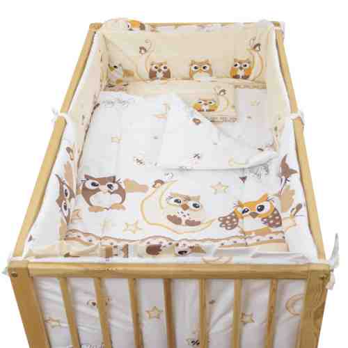 Lenjerie patut cu 5 piese 120x60cm Bufnita Maro