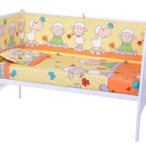 Lenjerie patut cu 5 piese Playful Sheeps Orange 021