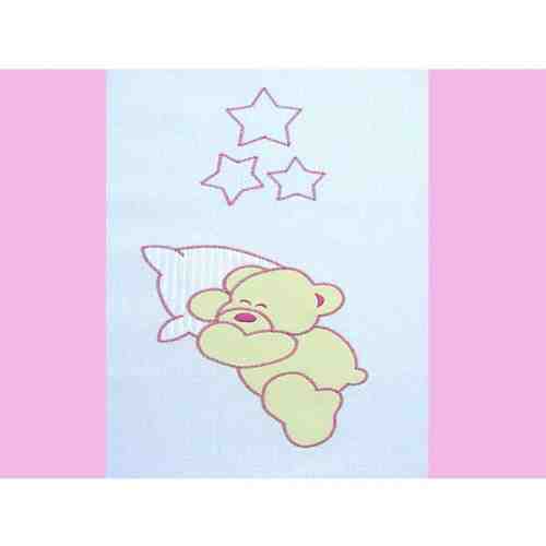 Lenjerie patut cu broderie Ursuletul Somnoros 4 piese roz