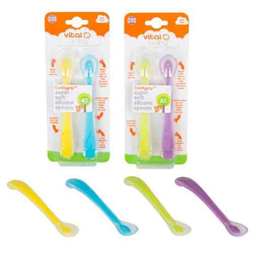 Lingurite din silicon SuperSoft 2 bucati pentru baieti Vital Baby