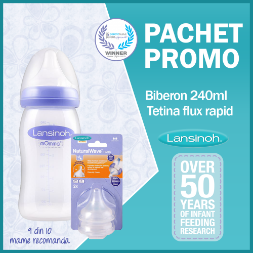 Pachet promo biberon 240 ml + tetina flux rapid