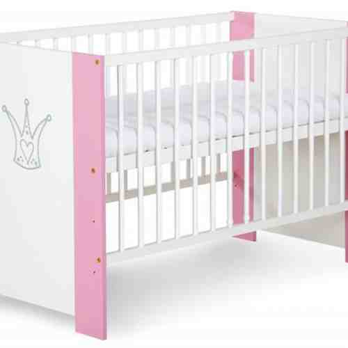 Patut Copii Din Lemn Klups Korona Roz