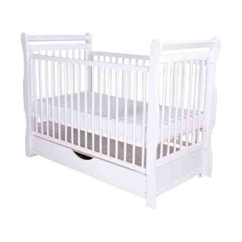 Patut din lemn Jas 120x60 cm cu sertar Alb + Saltea 10 cm
