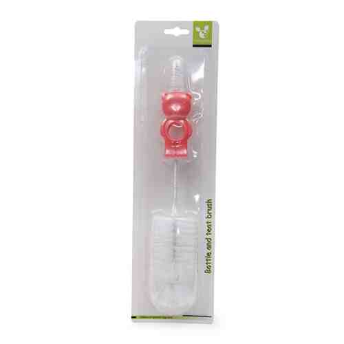 Perie pentru biberoane si tetine 2 in 1 Bear Pink