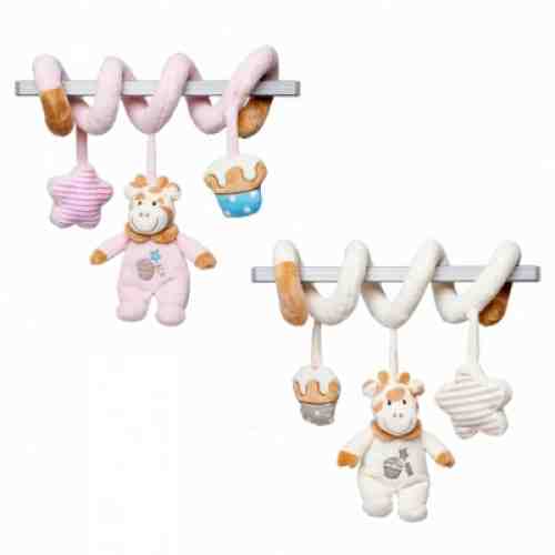 Plus Bebelusi Girafa pe spirala cu jucarii 32 cm (2 culori) - Artesavi