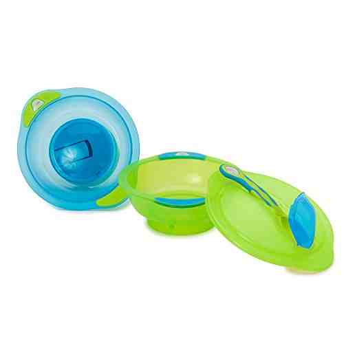 Set 2x bol Incredibil cu capac si lingurita 9+ bleu