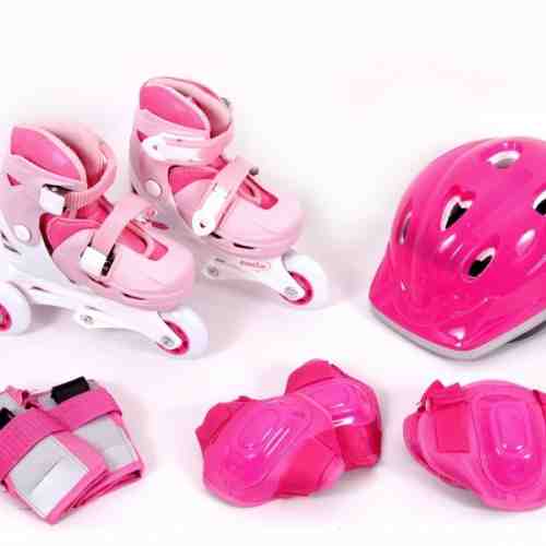 Set de role cu casca si protectii Maxtar 30-33 Roz