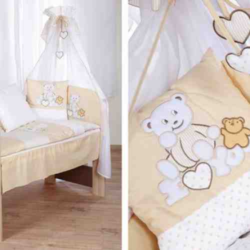 Set lenjerie brodata 3 piese I love you ursulet alb-bej Klups