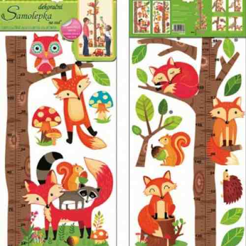 Sticker de perete cu masurator inaltime Room Decor vulpita 70x32cm
