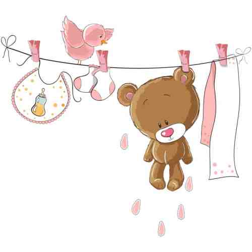 Sticker perete copii Pink Teddy 114 x 80 cm