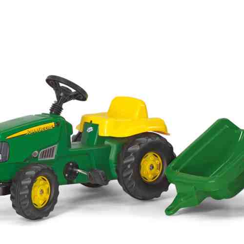 Tractor cu pedale si remorca copii Rolly Toys 012190 verde