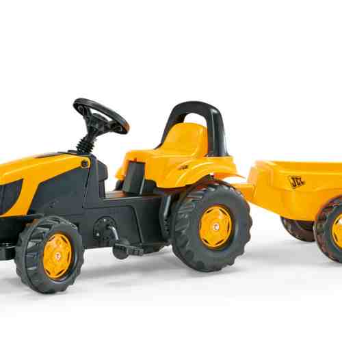 Tractor cu pedale si remorca copii Rolly Toys 012619 galben