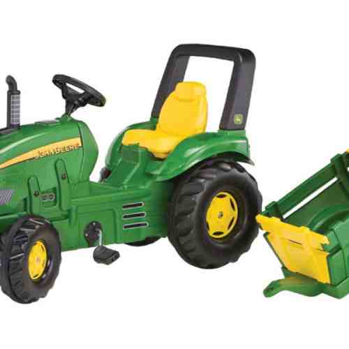 Tractor cu pedale si remorca copii Rolly Toys 035762 verde