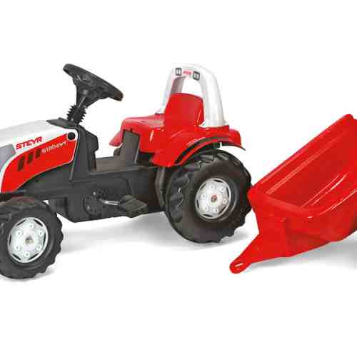 Tractor cu pedale si remorca Rolly Toys 012510 alb rosu