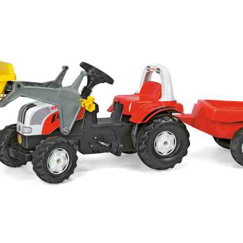 Tractor cu pedale si remorca Rolly Toys 023936 alb rosu
