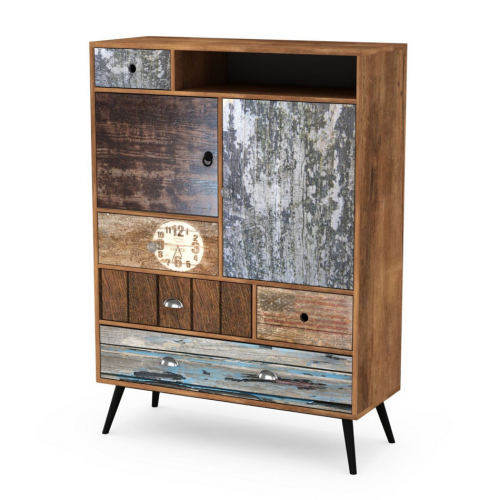 Cabinet din pal si metal Mezo KM-4 Multicolour, l100xA29xH140 cm