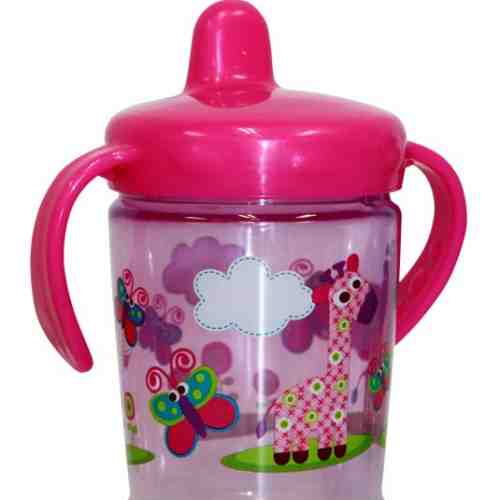 Cana cu manere si cioc ergonomic Zoo Pink