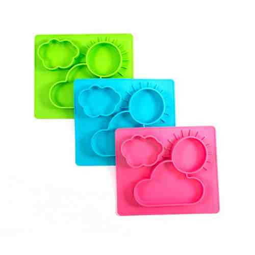 Farfurie de invatare mancare din silicon Norisori Albastri