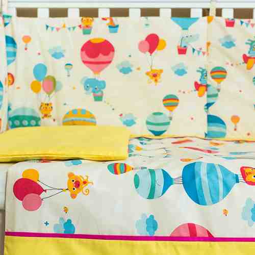 Lenjerie patut bebe cu galben 3 piese Balonase 140 x 70 cm
