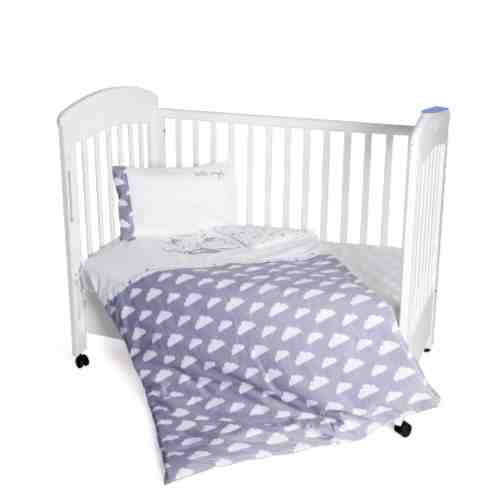 Lenjerie patut brodata cu 3 piese 140x70 cm Little Angel Clouds EU