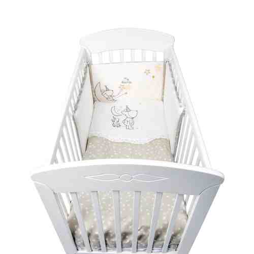 Lenjerie patut brodata cu 6 piese si aparatori laterale complete 120x60 cm Little Dreamer Stars