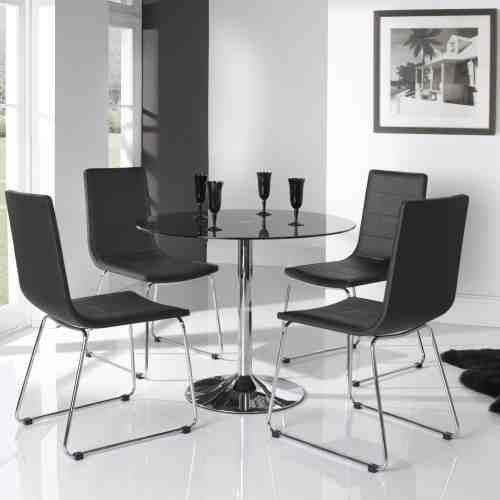 Masa din metal si sticla Orbit Black, Ø90xh73 cm