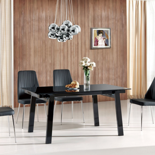 Masa extensibila din sticla Benedikt Black/Walnut, L160-235xl90xh75 cm