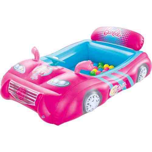 Masinuta de curse gonflabila Barbie cu 25 de bile