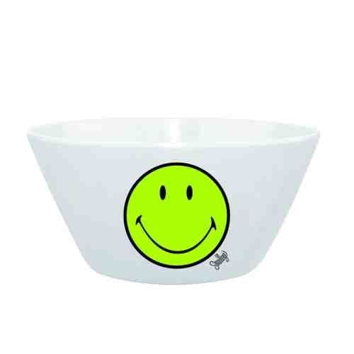 Mini Bol pentru cereale Smiley Verde/Alb, Ø15 cm