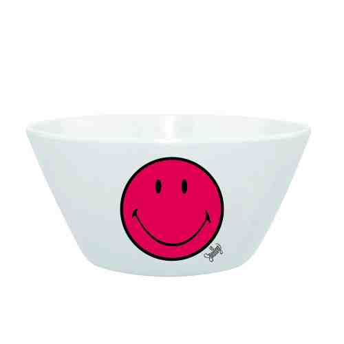 Mini Bol pentru cereale Smiley Visiniu/Alb, Ø15 cm