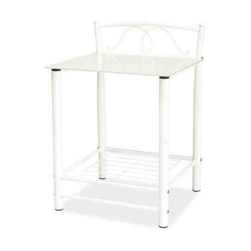 Noptiera alba din metal si sticla ET-920
