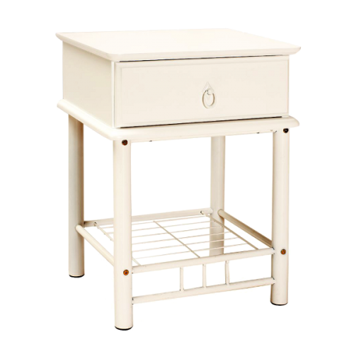 Noptiera din lemn si metal ET-747 All White