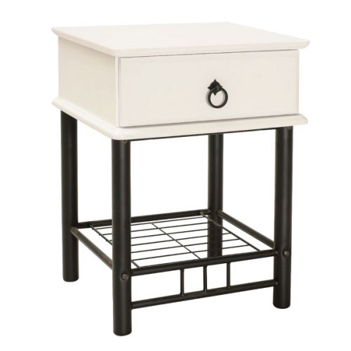 Noptiera din lemn si metal ET-747 Black / White