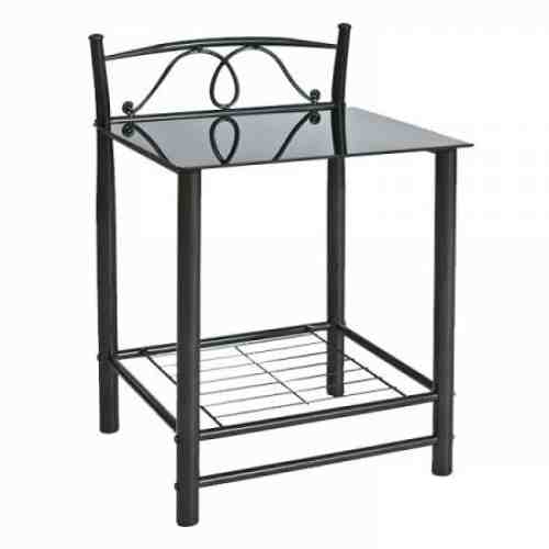 Noptiera neagra din metal si sticla ET-920