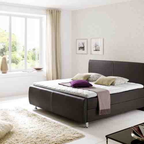 Pat tapitat cu piele ecologica Amadeo Boxspring Maro